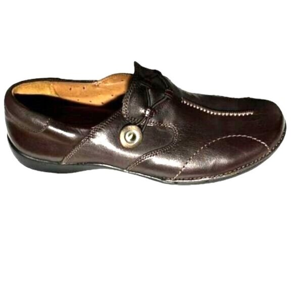 Clarks Unstructured Un.Loop Brown Leather Slip-On Comfort Shoe NWOT Size 9M - Picture 3 of 9